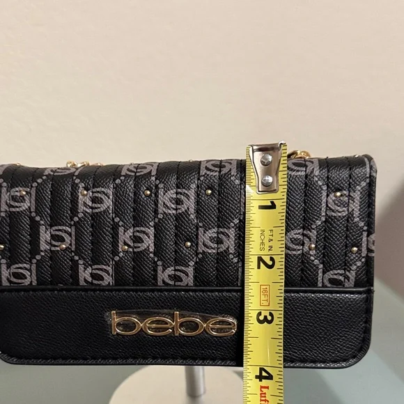 Bebe Black & Gray Logo Clutch w/Gold studs. Cinzia printed monogram crossbody - Picture 8 of 8